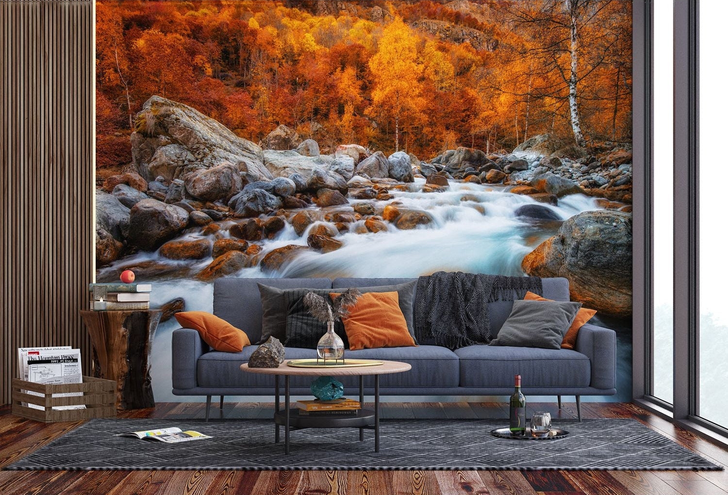 Rushing River: Forest Wall Mural