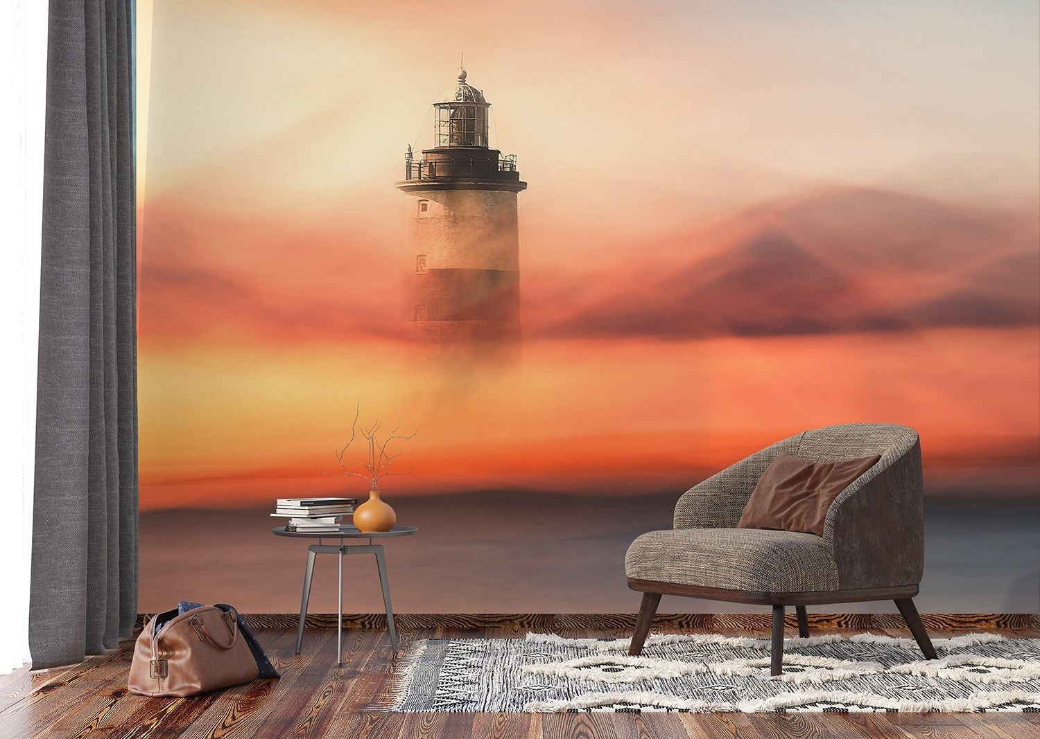 Coastal Twilight Lighthouse Wall Mural