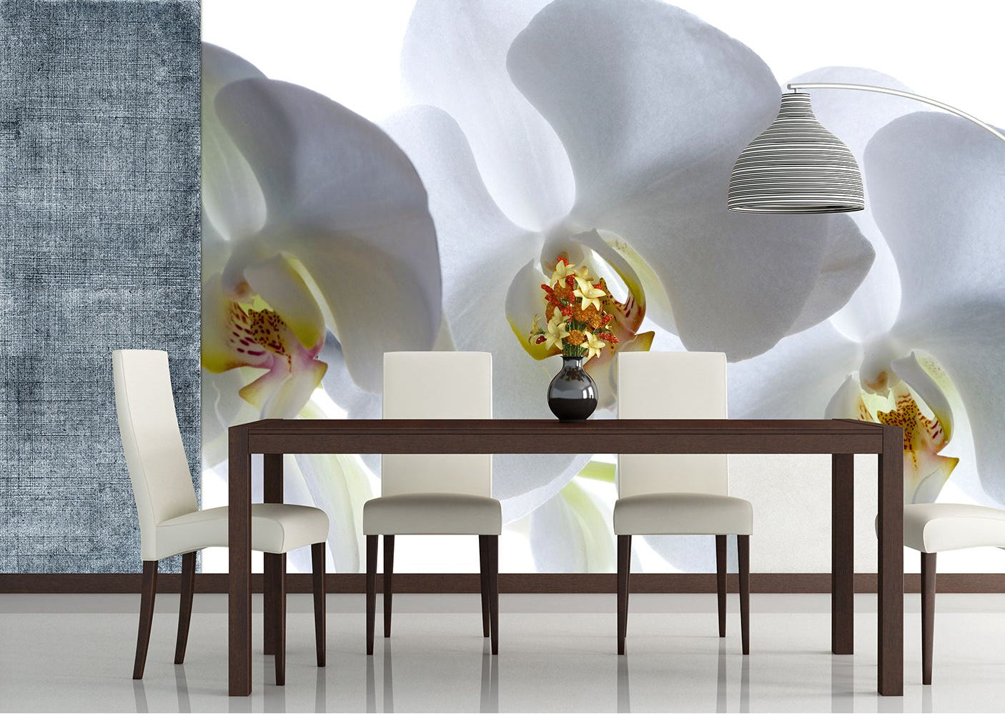 White Elegance: Majestic White Flower Wall Mural