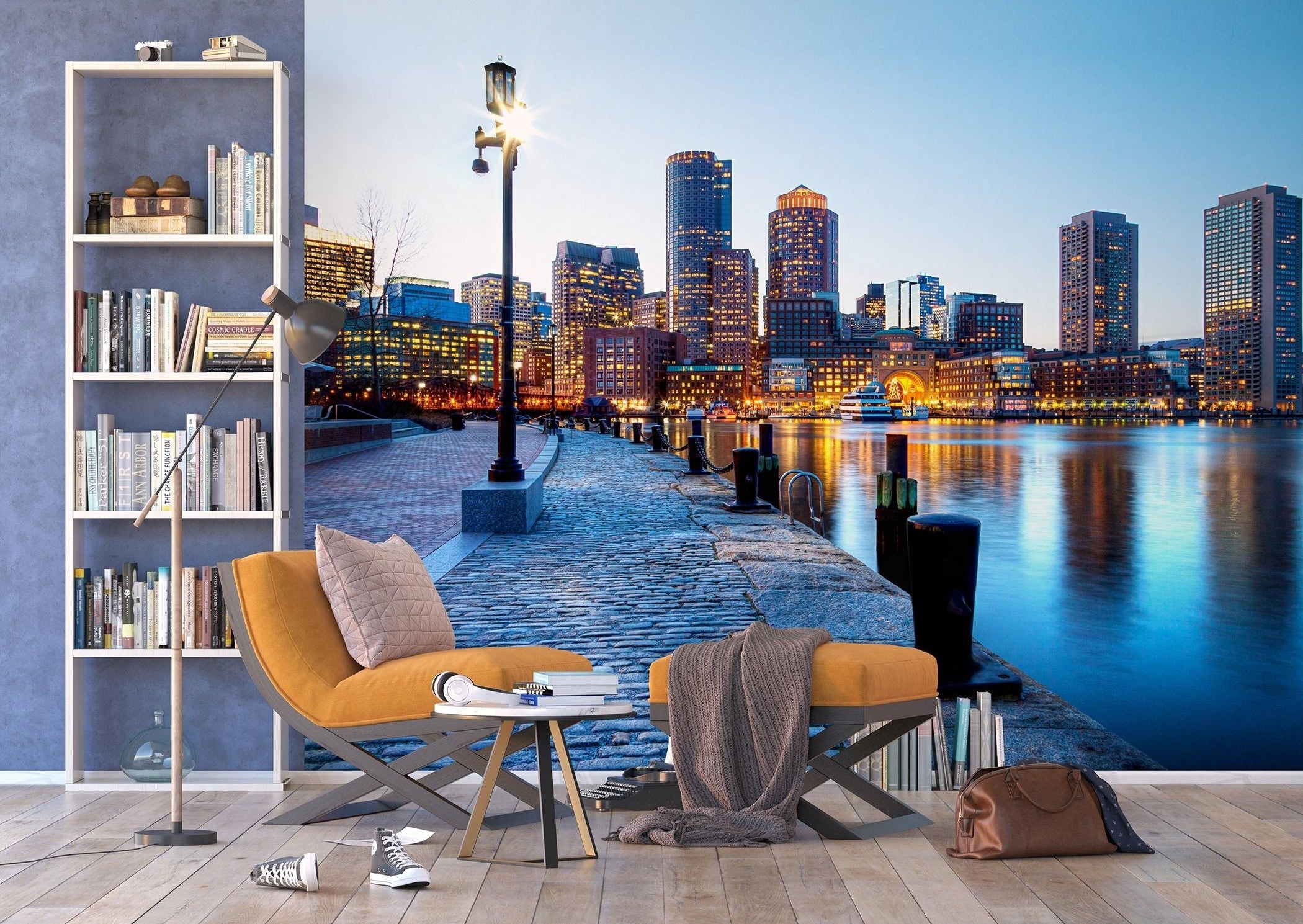 Urban Twilight: Cityscape Reflections Wall Mural