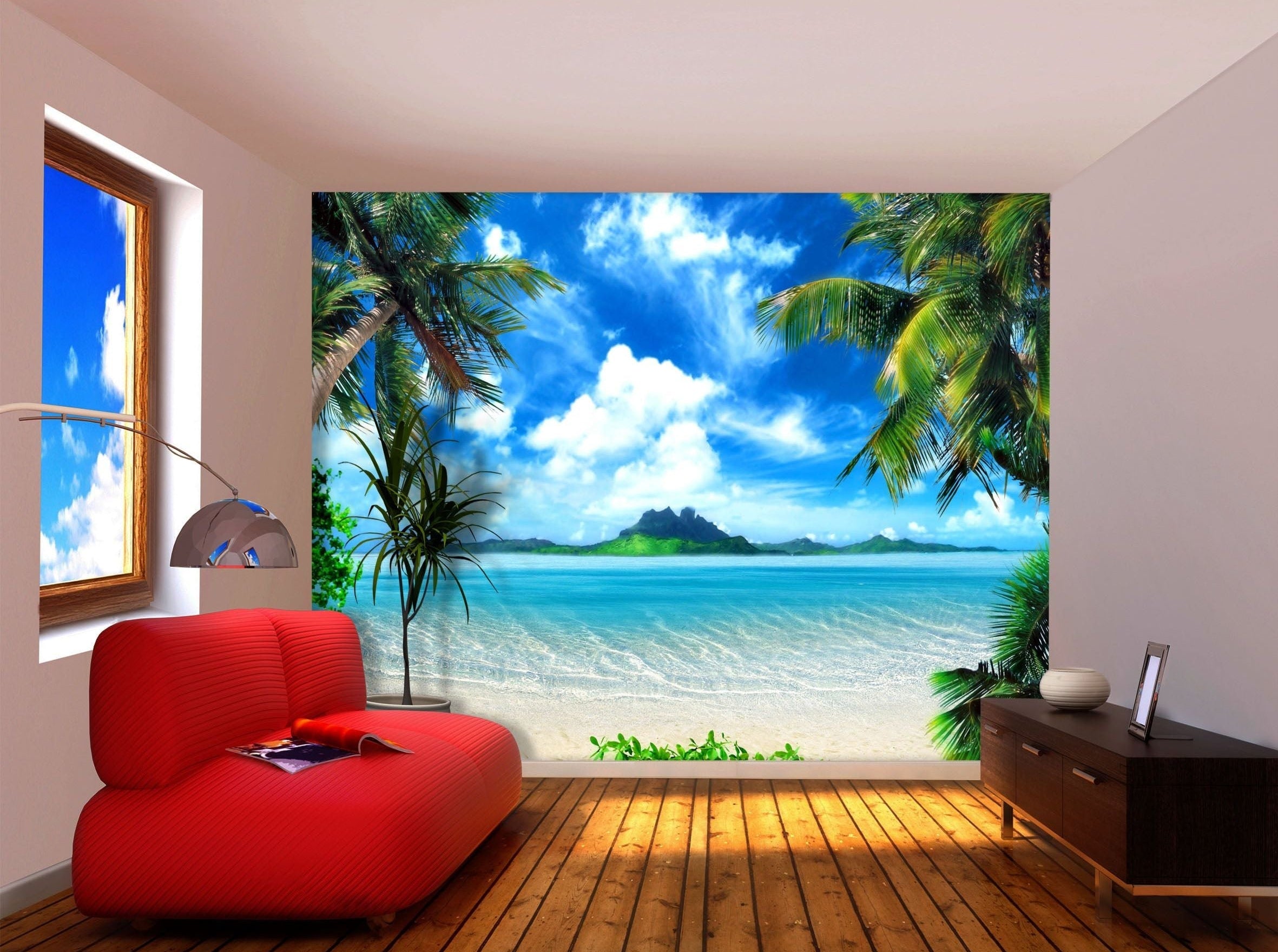 Tranquil Tropics: Serene Beachside Wall Mural