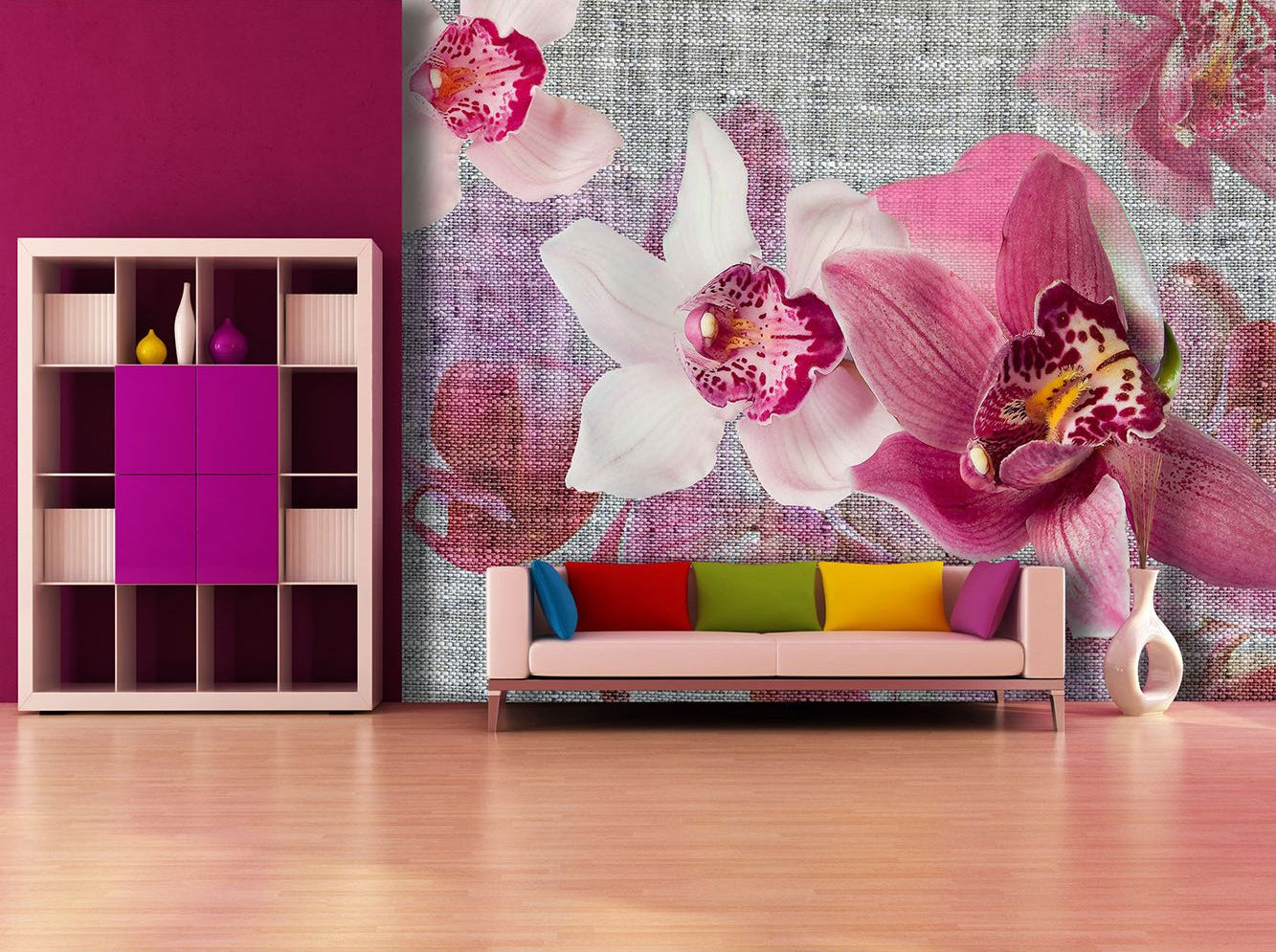 Orchid Elegance: A Tapestry of Floral Splendor Wall Mural