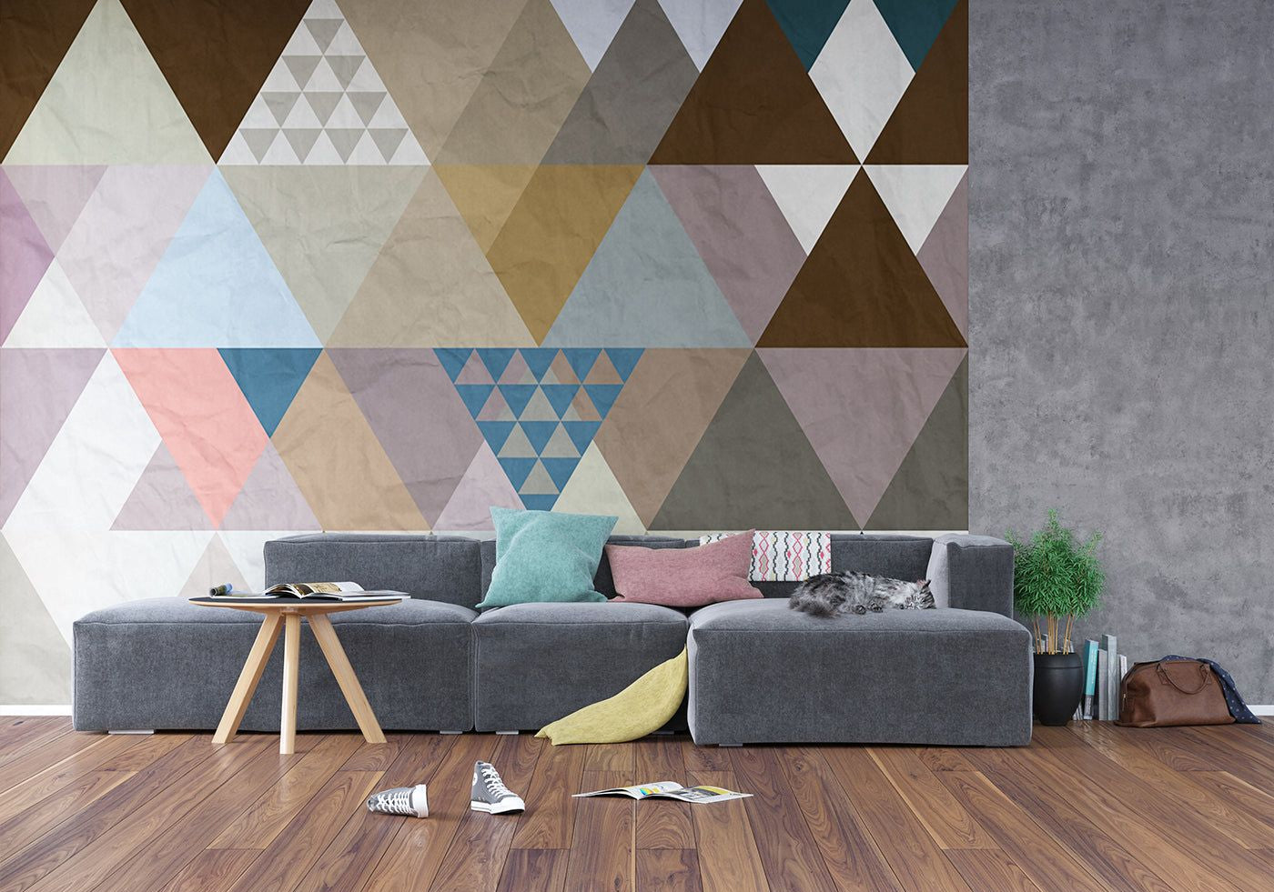 Modern Mosaic: Chic Triangular Wall Mural