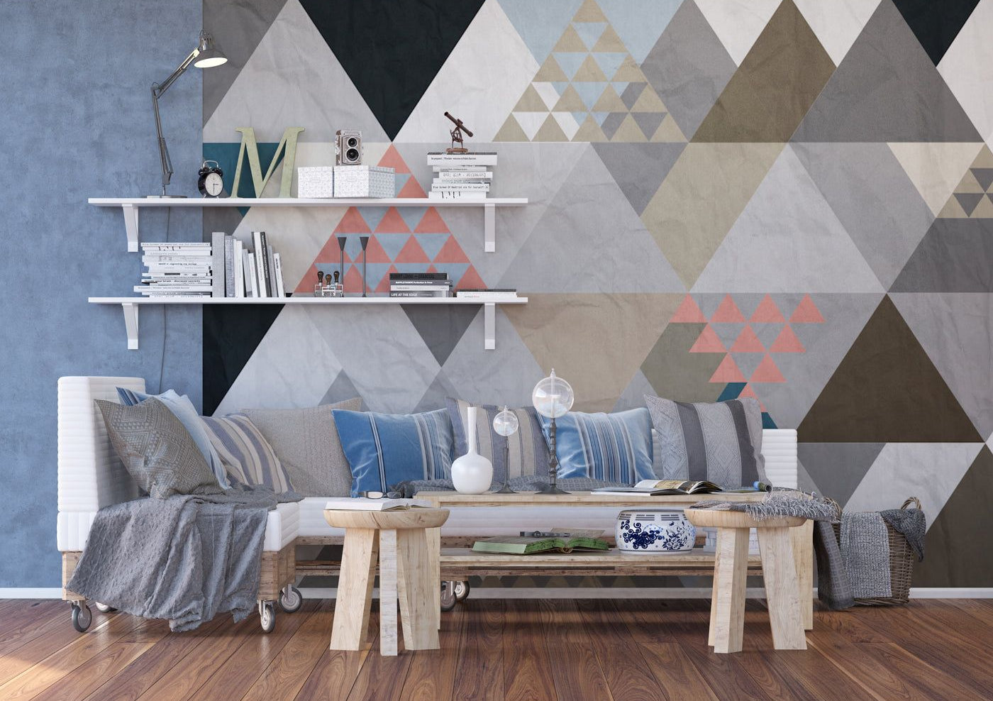 Geometric Harmony: Abstract Mosaic Wall Mural