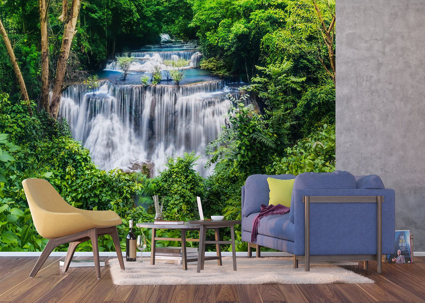 Lush Cascades: Forest Waterfall Wall Mural