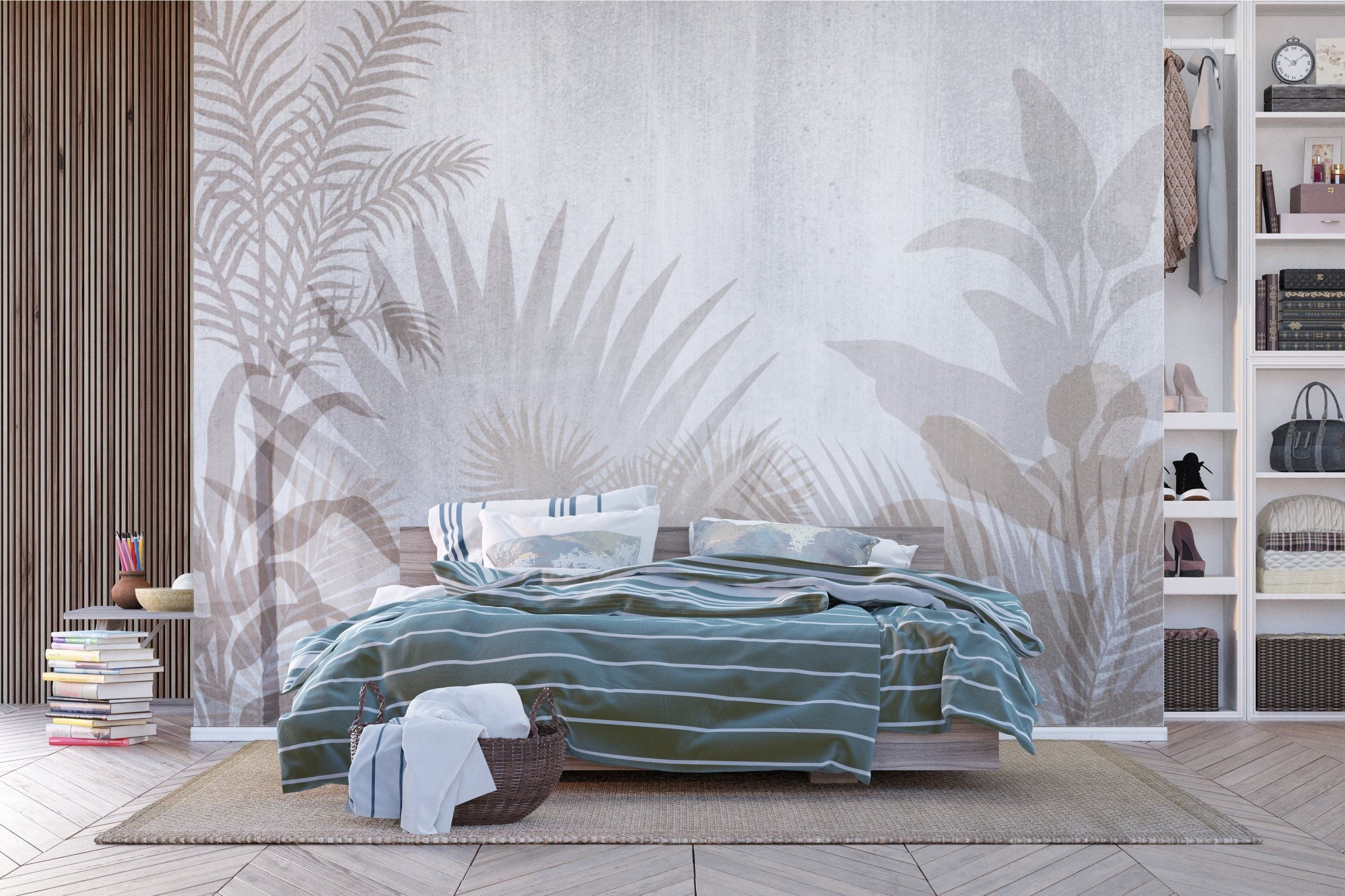 Serene Botanical Silhouettes Wall Mural: Nature's Tranquil Impressions