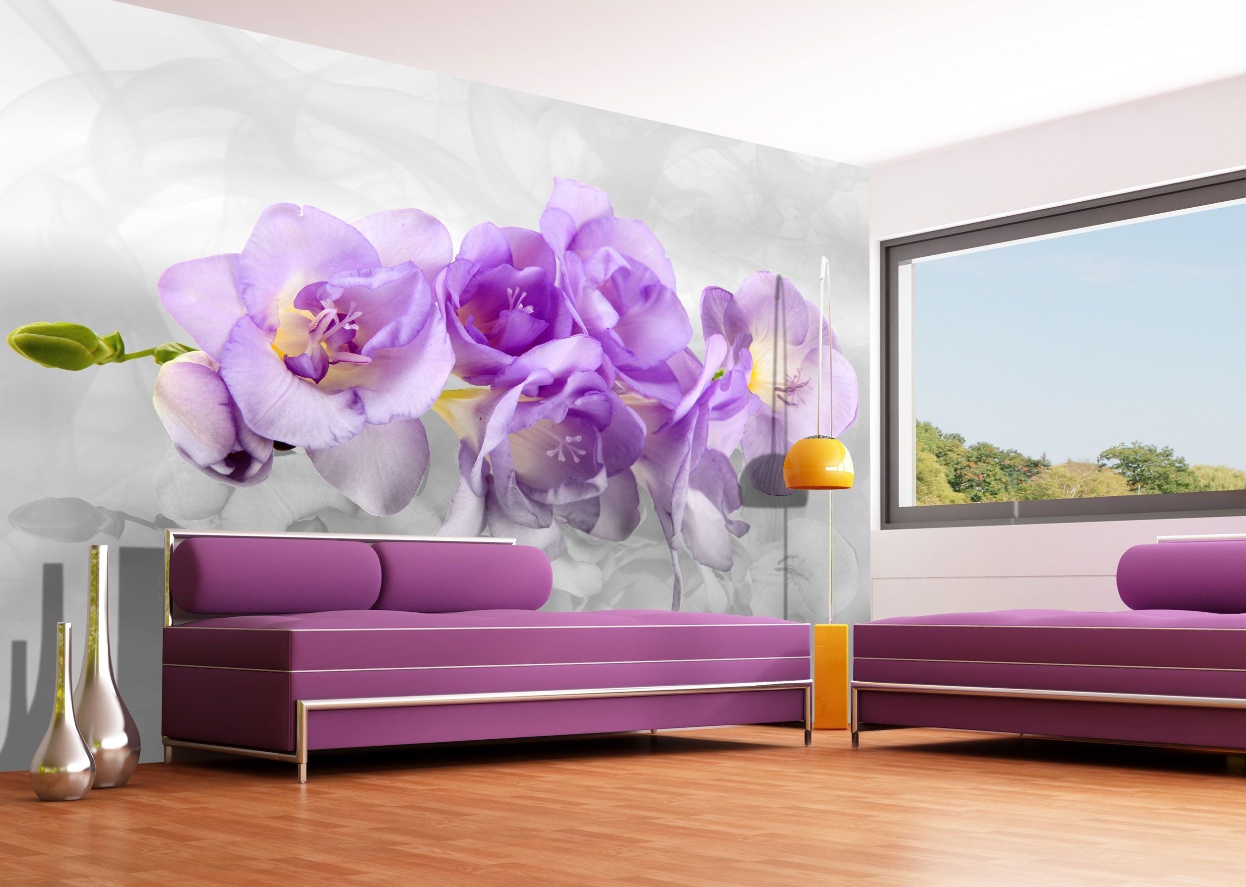 Serene Florals: Purple Bloom Wall Mural