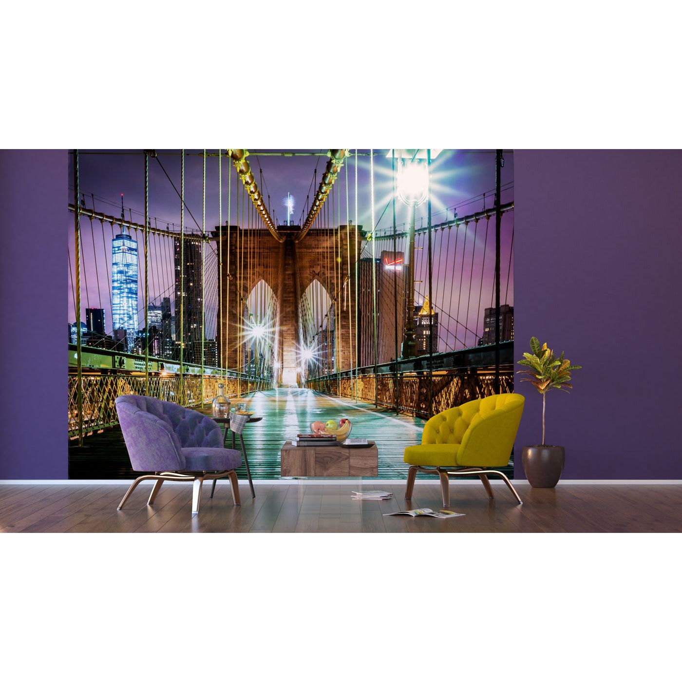 Urban Illumination: Brooklyn Bridge Evening Wall Mural