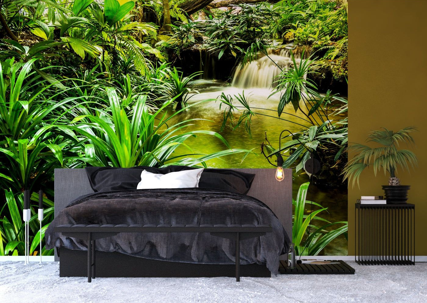 Jungle Serenity: Tropical Waterfall Oasis Wall Mural
