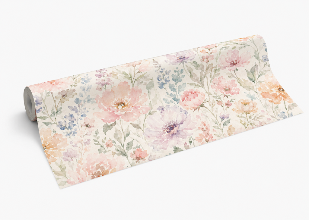 Blush Poppy Garden - Wallpaper Roll Preview