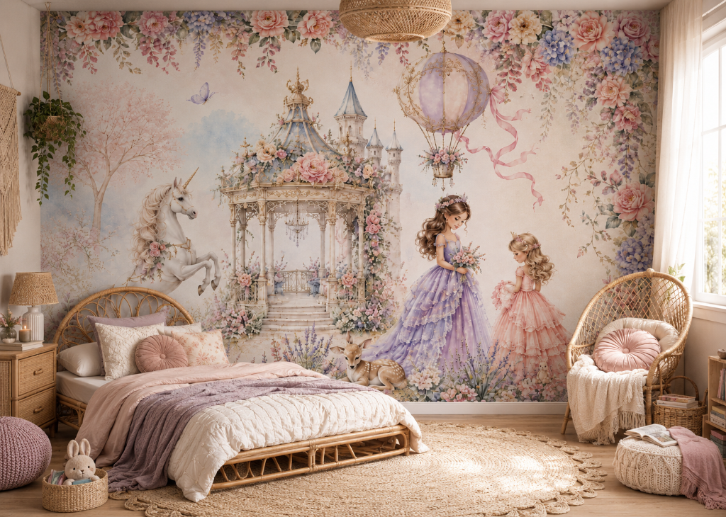 Unicorn Gazebo Garden Girls Princess Wall Mural - Room View 2