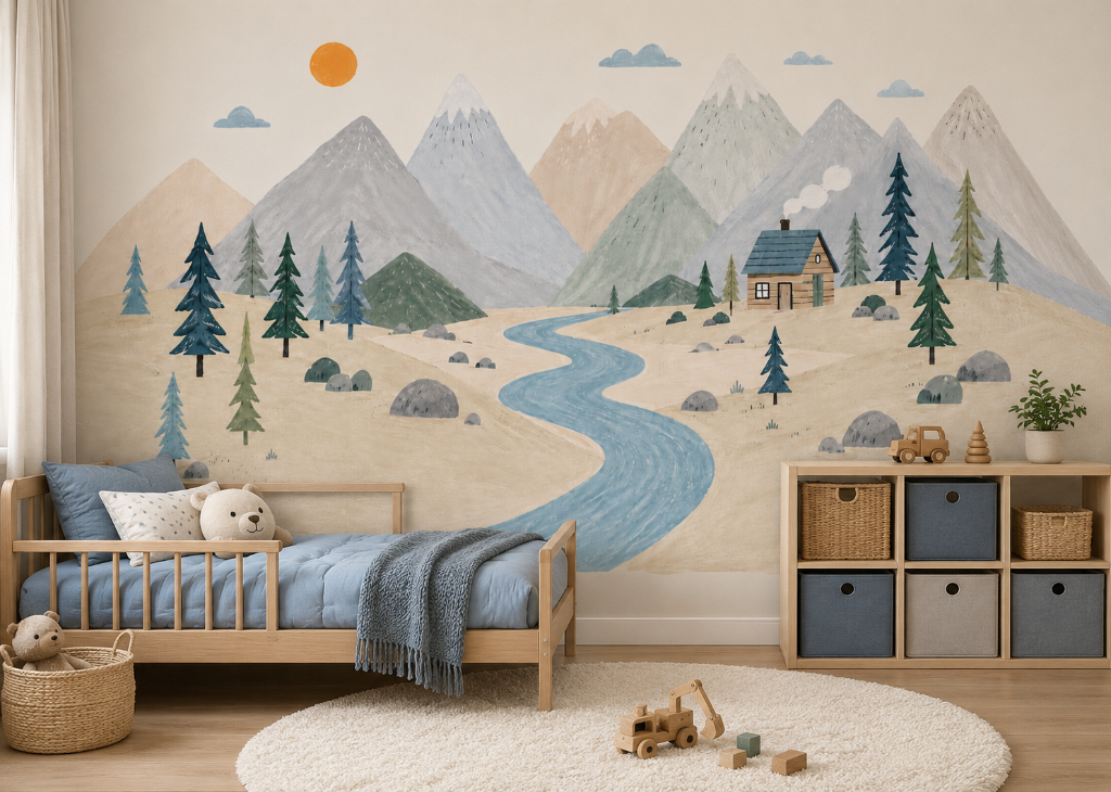 Mountain Cabin Retreat Boys Wall Mural - Room View 2