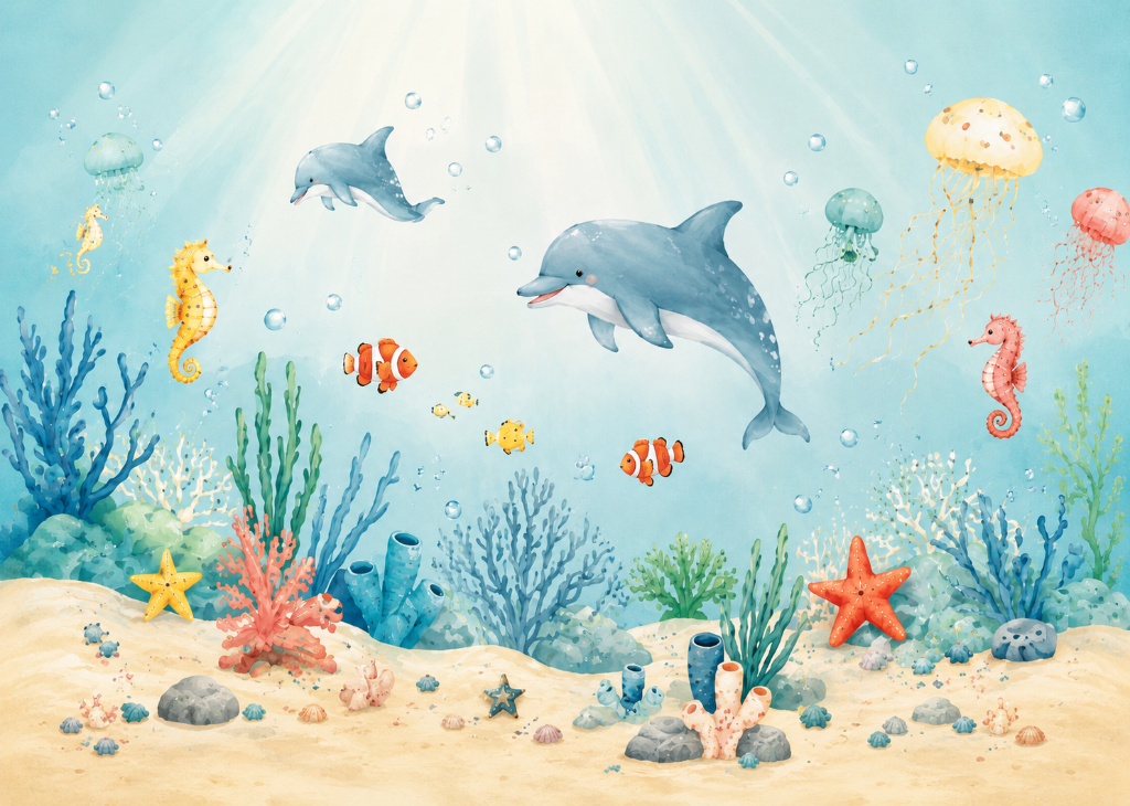 Dolphin Bay - Mural Design Flat View
