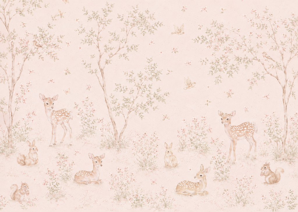 Secret Garden Fawns - Mural Design Flat View