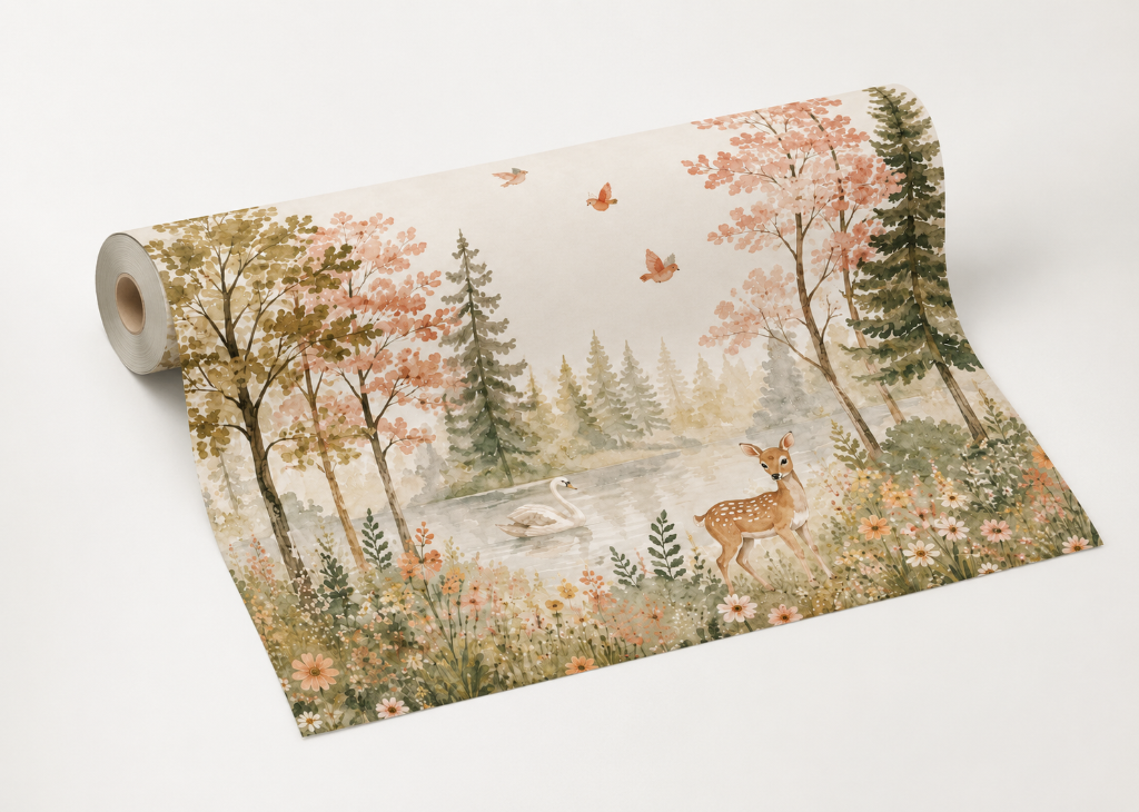 Swan Lake Meadow - Wallpaper Roll Preview