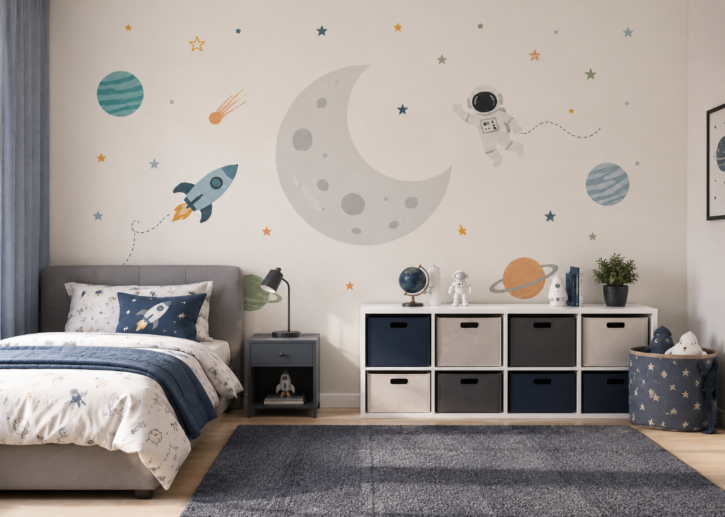 Moonshot Explorer Boys Space Wall Mural - Older Boys Bedroom