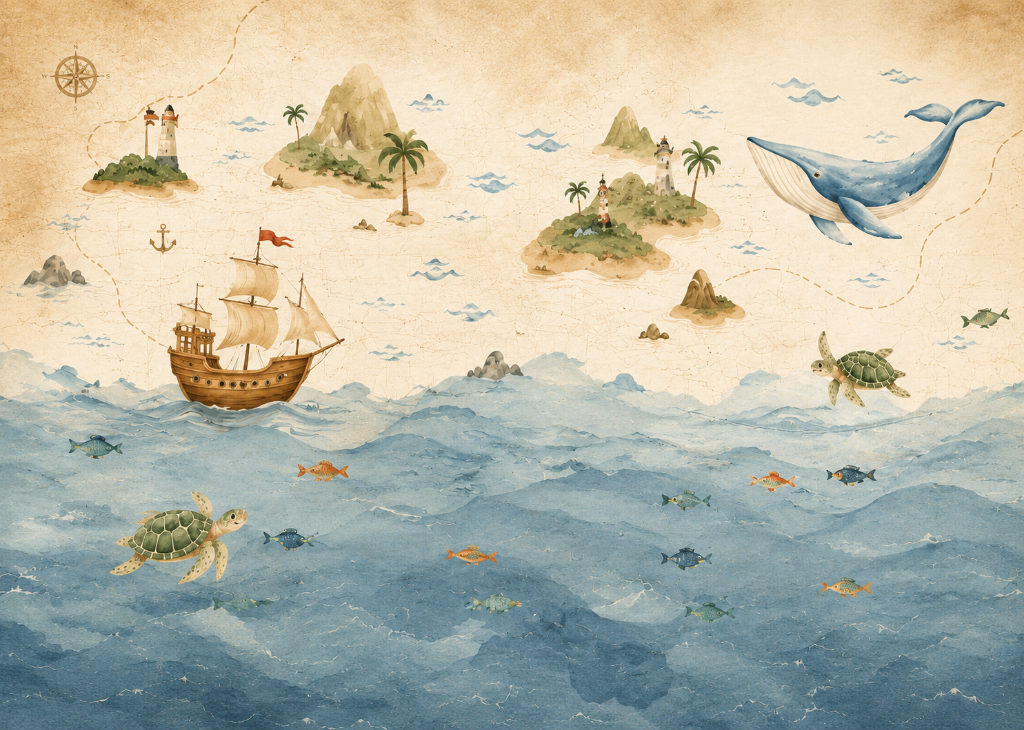 Treasure Seas - Mural Design Flat View