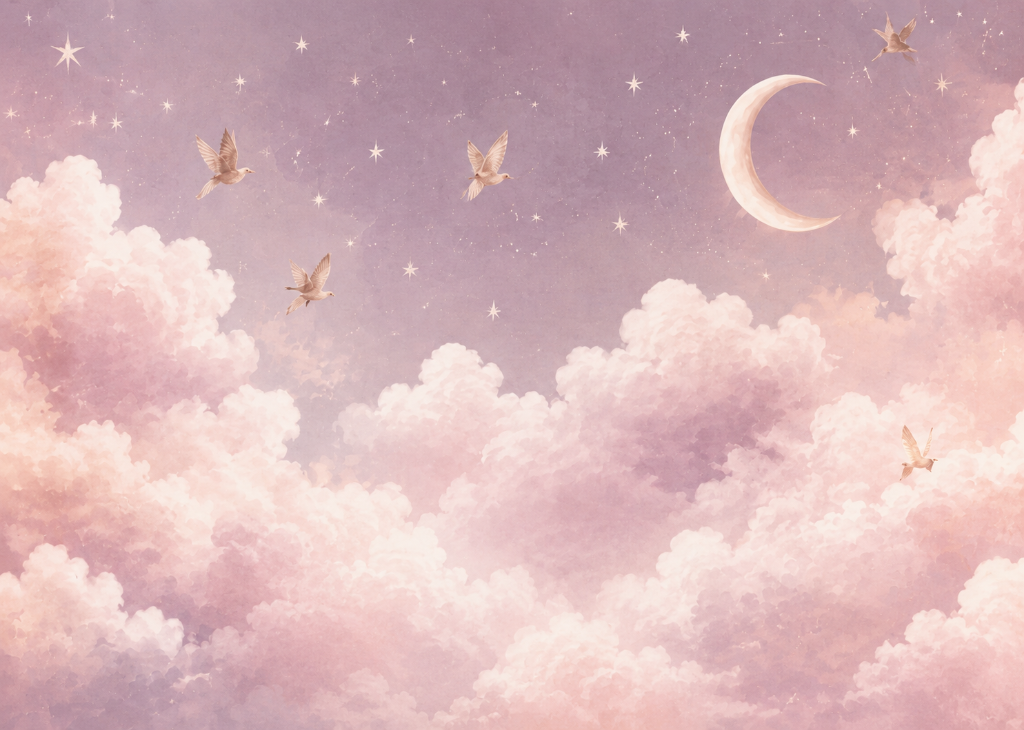 Lilac Dove Sky - Mural Design Flat View
