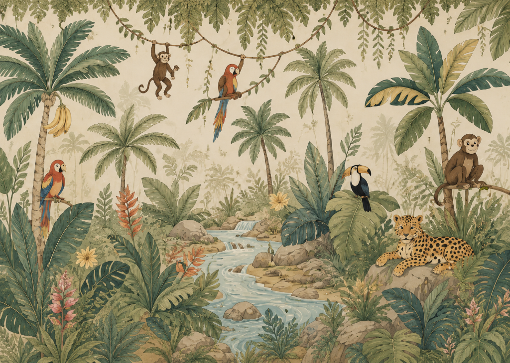 Jungle Paradise - Mural Design Flat View