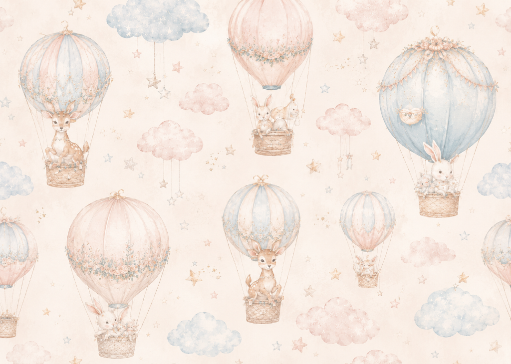 Stardust Balloons | Girls Nursery Wall Mural