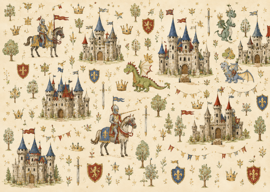 Knights & Dragons | Boys Medieval Wall Mural