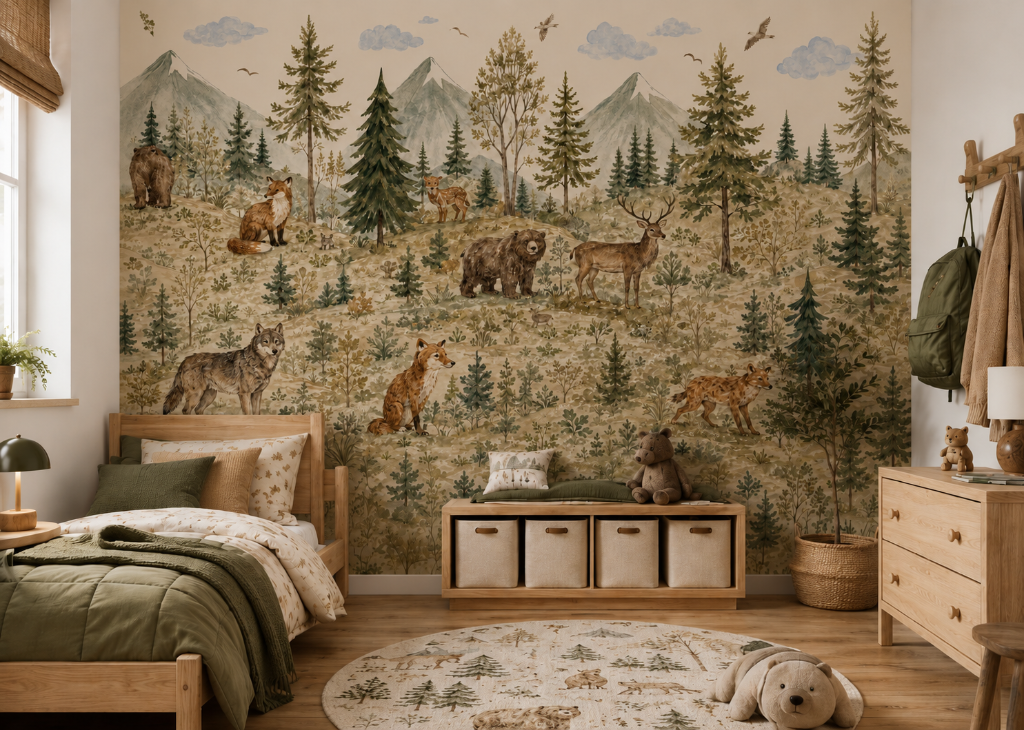 Wild Forest Boys Nature Wall Mural - Room View 3