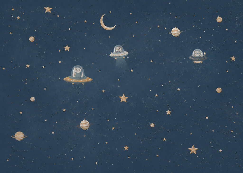 Space Bunnies - Mural Design Flat View