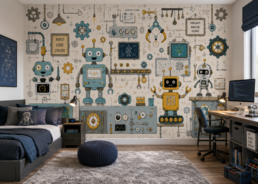 Robot Workshop Boys STEM Wall Mural - Room View 3