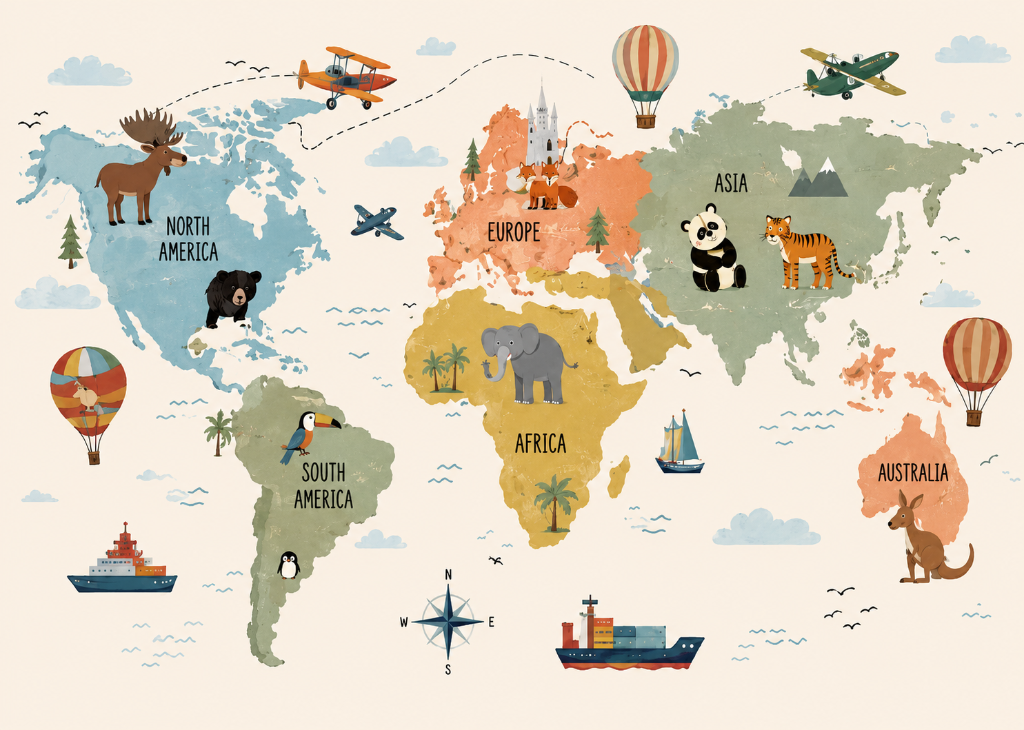 Colorful World Adventure | Boys Wall Mural