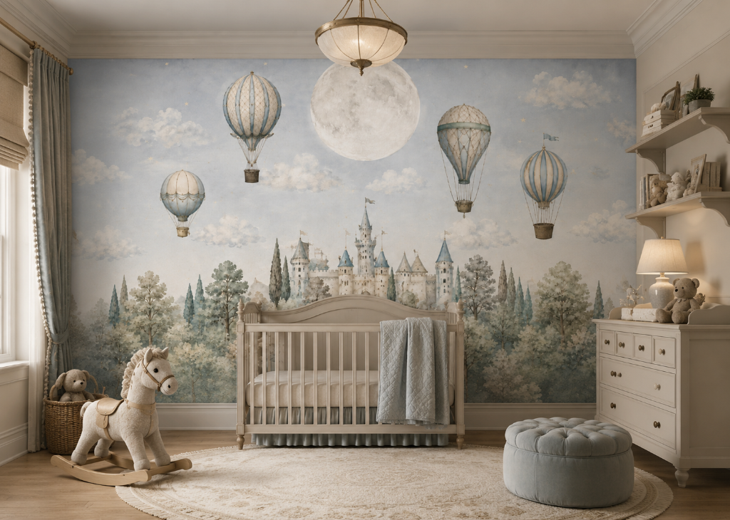 Moonlit Castle Boys Nursery Wall Mural - Room View 2