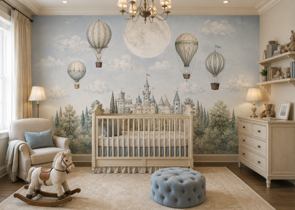 Moonlit Castle Boys Nursery Wall Mural - Room View 3