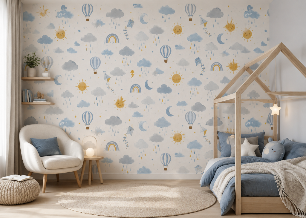Sky Days Boys Weather Wall Mural - Room View 2