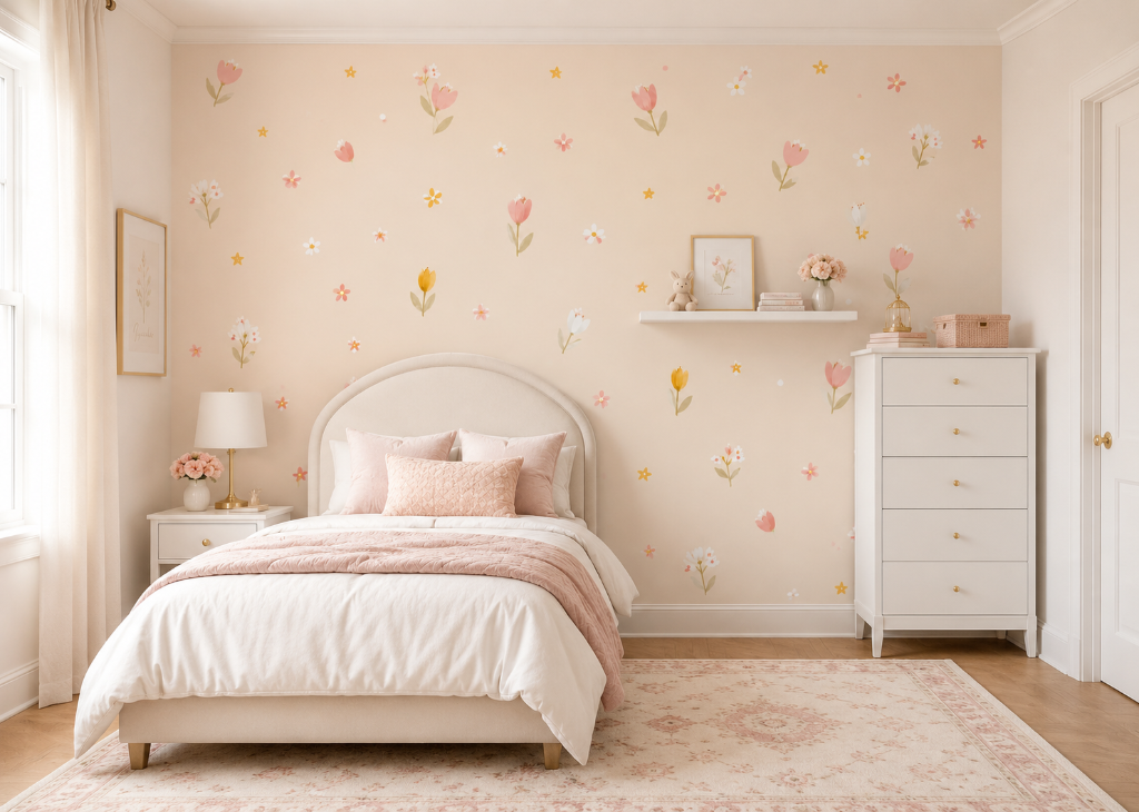 Tulip Garden Girls Wall Mural - Room View 2