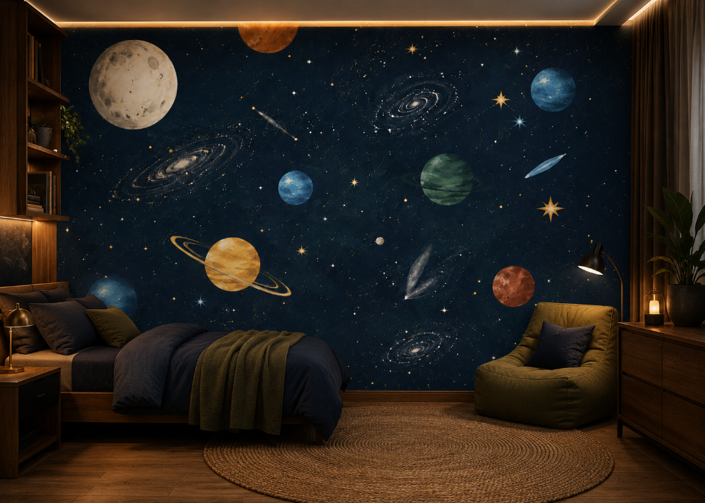Solar System Boys Space Wall Mural - Room View 2