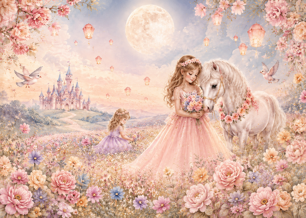 Moonlit Meadow - Mural Design Flat View