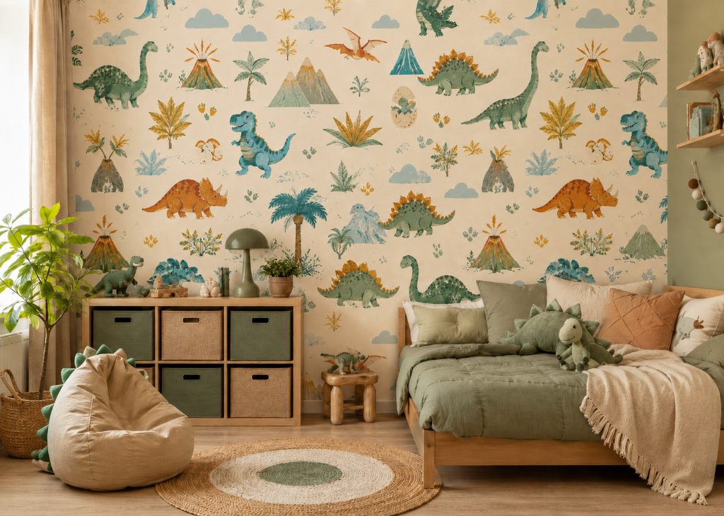 Dino World Boys Dinosaur Wall Mural - Room View 3
