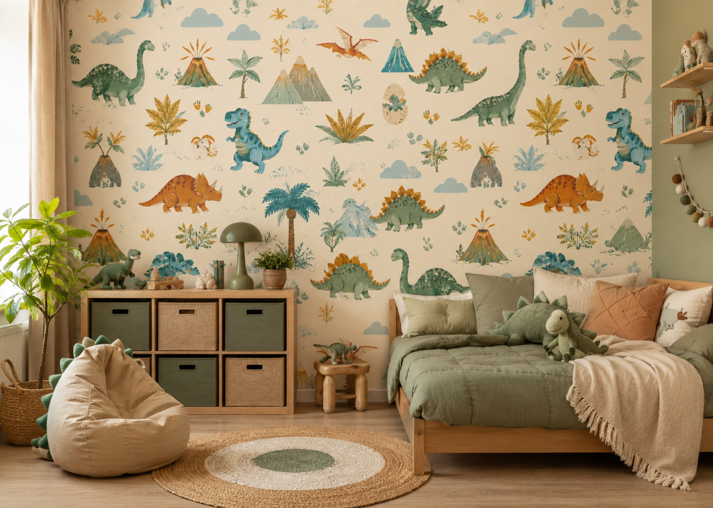 Dino World Boys Dinosaur Wall Mural - Room View 2