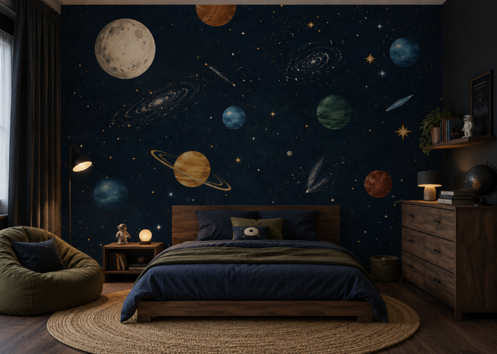 Solar System Boys Space Wall Mural - Room View 3