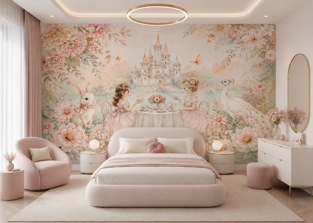 Royal Tea Party Girls Princess Wall Mural - Room View 3
