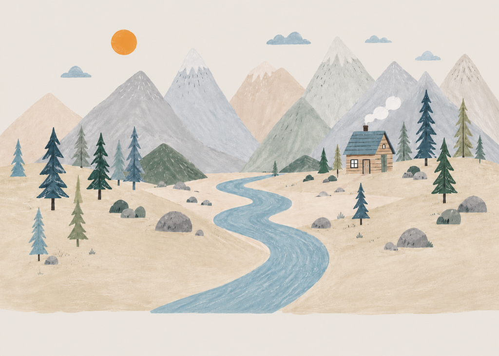Mountain Cabin Retreat - Mural Design Flat View