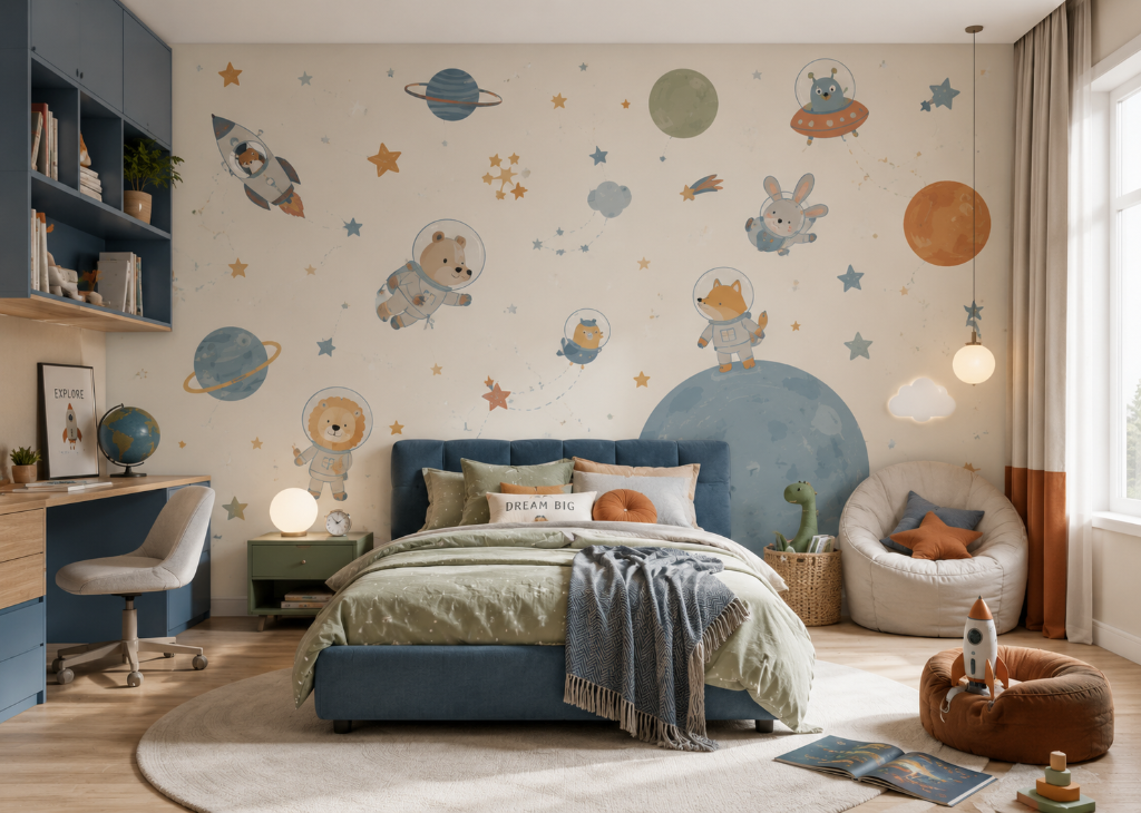 Animal Astronauts Boys Space Wall Mural - Room View 3