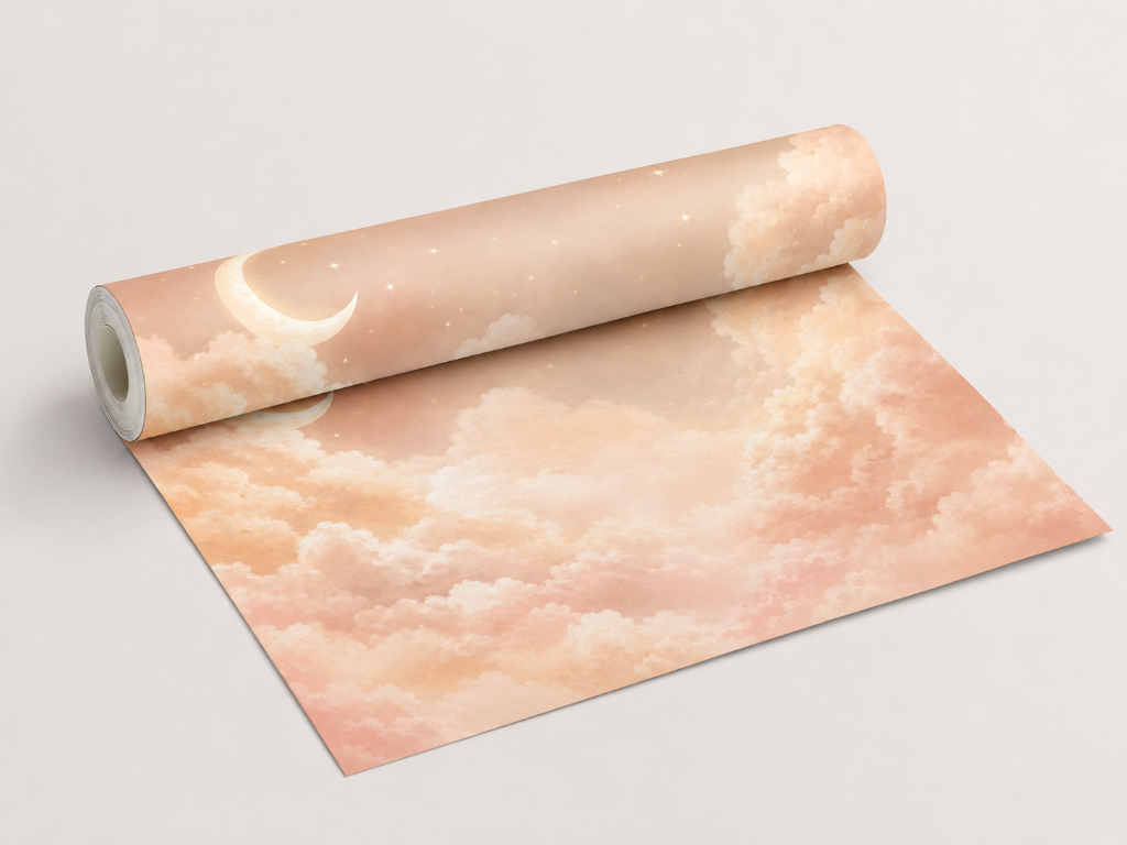 Blush Moon Clouds - Wallpaper Roll Preview