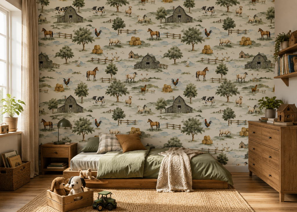 Farm Life Boys Country Wall Mural - Room View 2