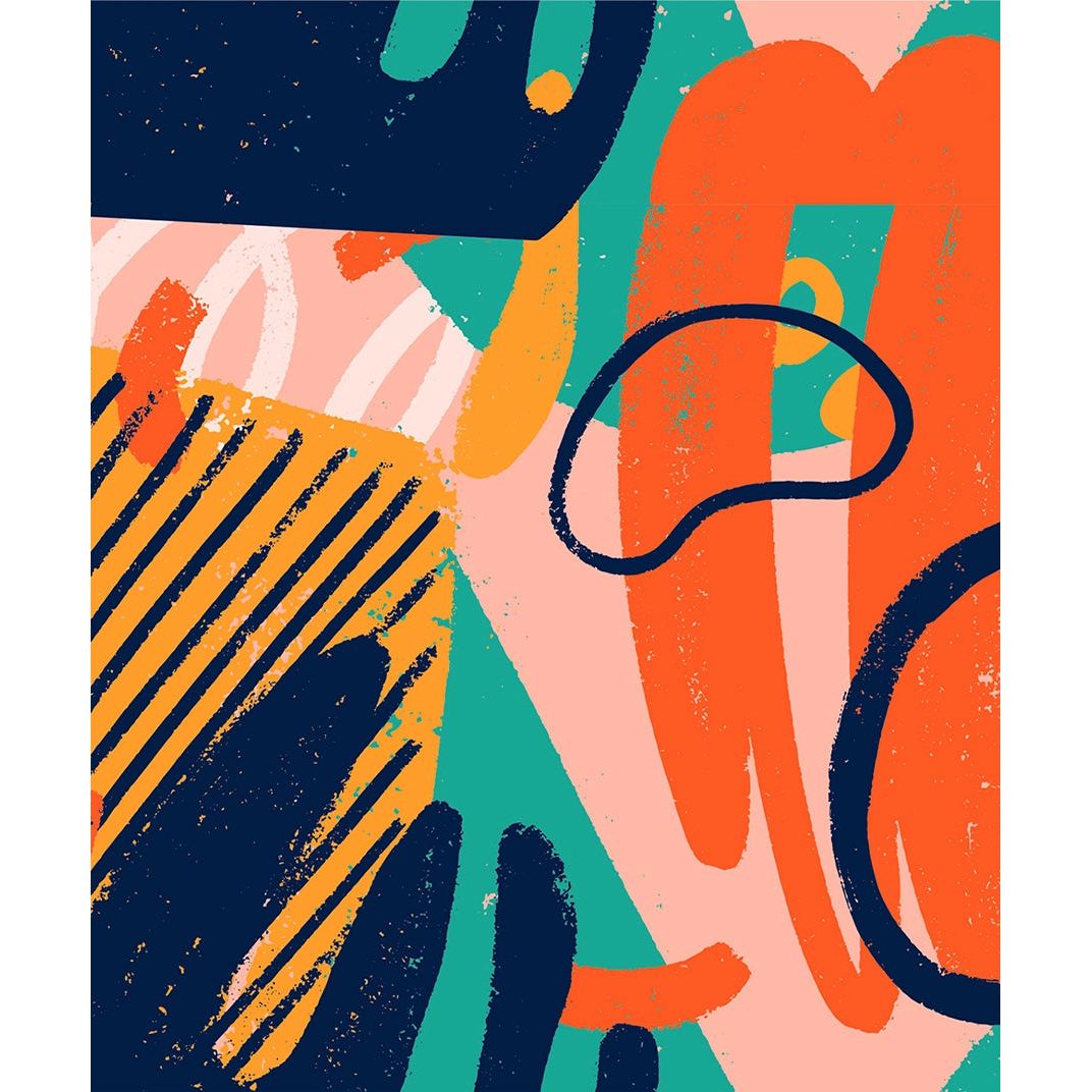 Vibrant Brushstrokes: Colorful Shapes Wall Mural