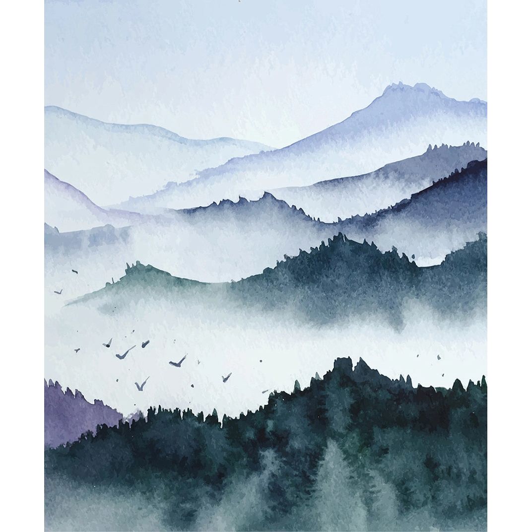 Majestic Peaks: Cloud-Crowned Mountain Wall Mural