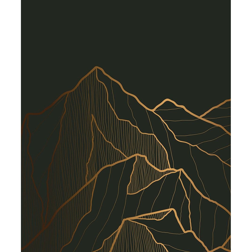Golden Summit: Black & Gold Mountain Wall Mural