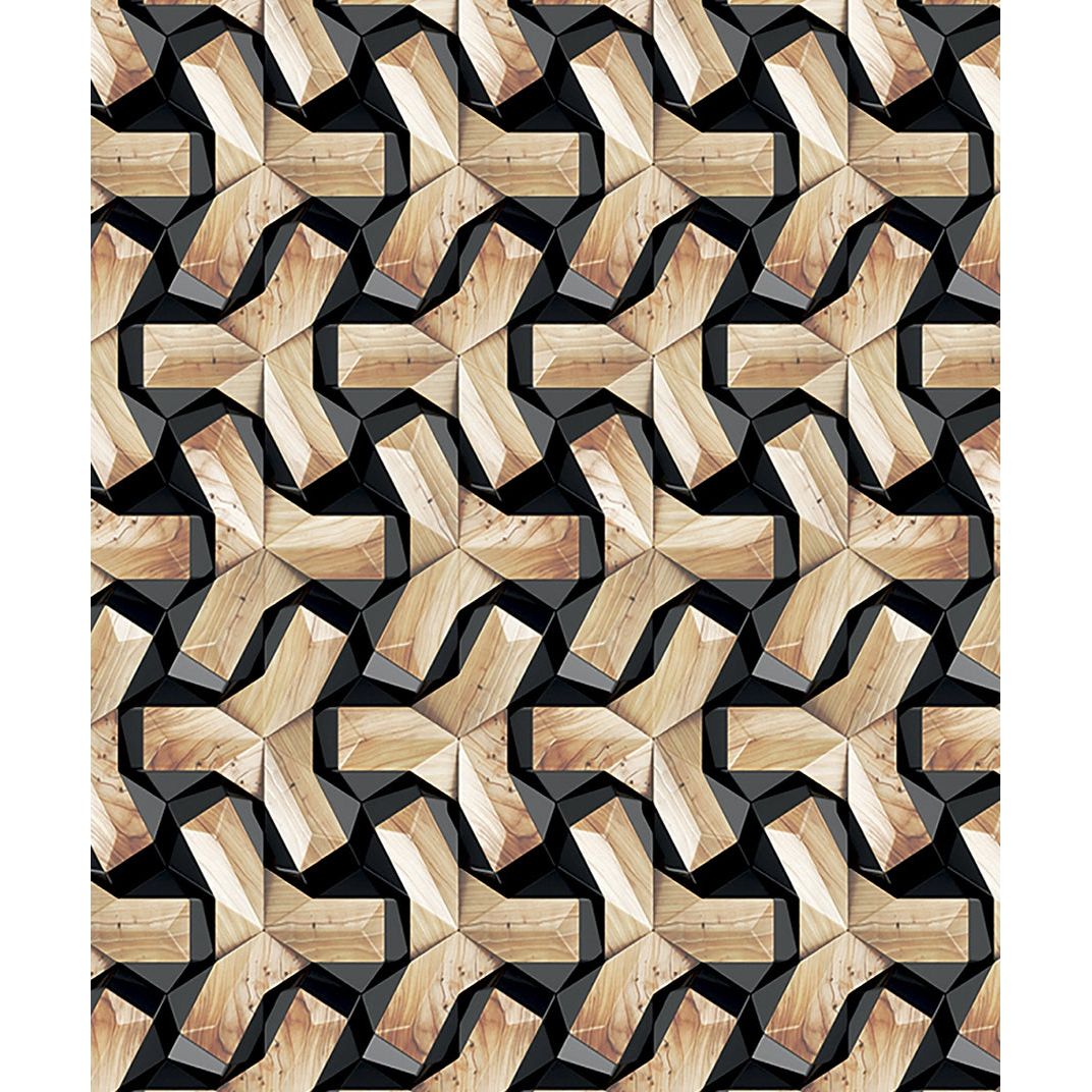 Geometric Intrigue Wall Mural: Wooden Weave Illusion