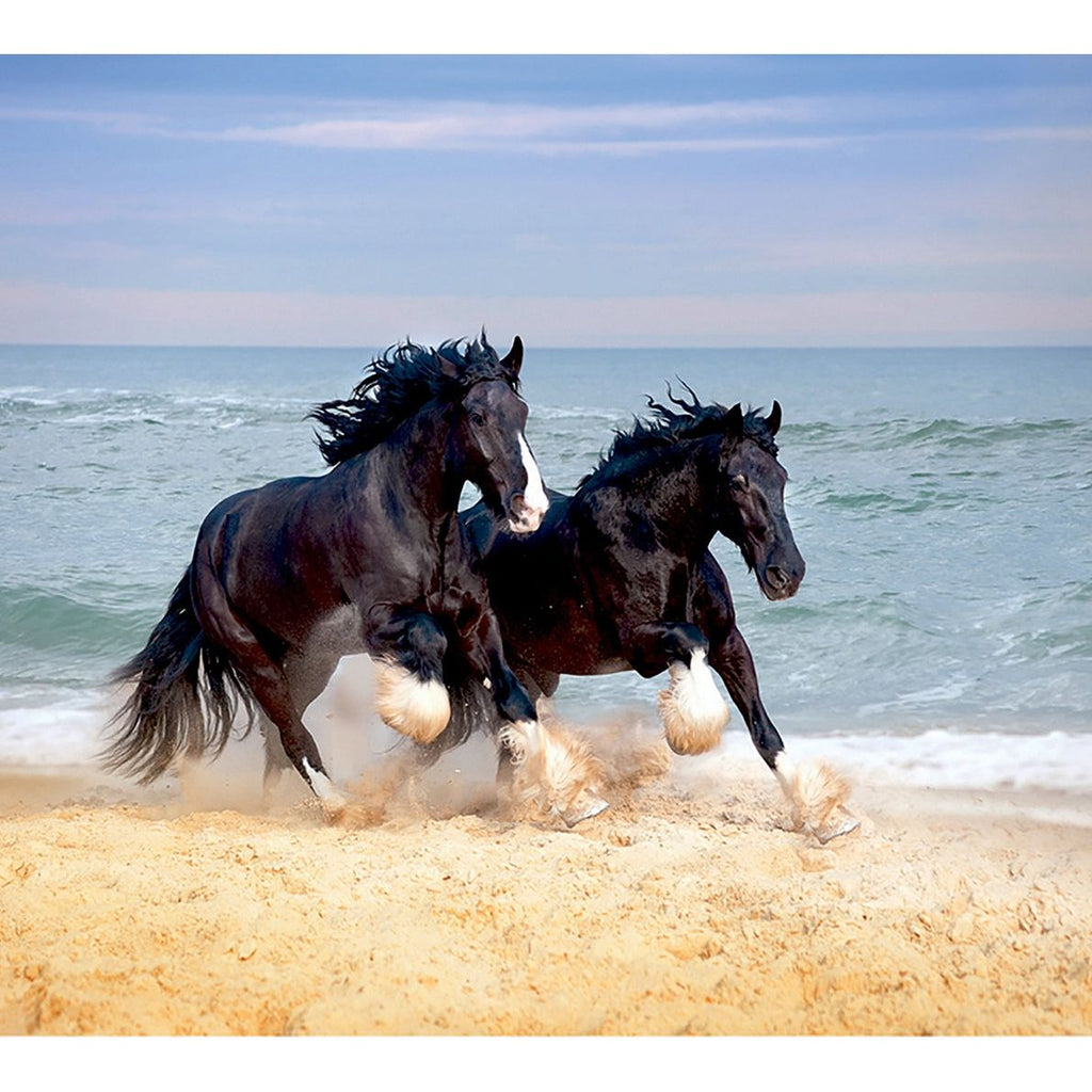 Coastal Gallop: Majestic Horses Beach Run Wall Mural