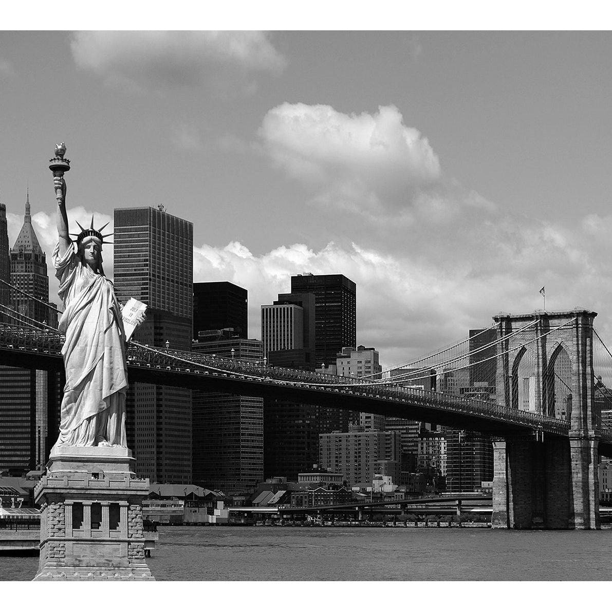 Iconic Skyline: City View with Statue of Liberty Wall Mural
