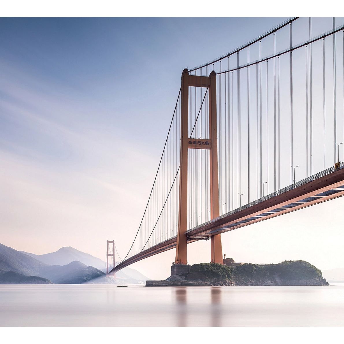 Overpass Oasis: Wall Mural of a Majestic Bridge Over Clear Waters